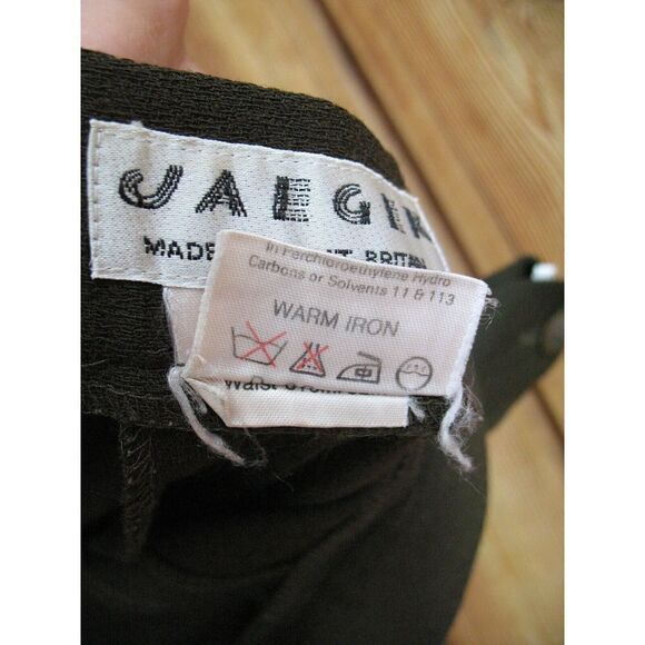 Vintage Jaeger Olive Green Crepe Wool Tapered Pleated High Rise Pants 12 - Picture 6 of 6